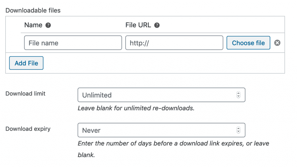 Add file button. Url download file